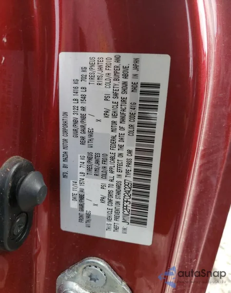 2015 Mazda Mx-5 Miata Grand Touring z USA, uszkodzony, nr VIN JM1NC2PF3F0240297